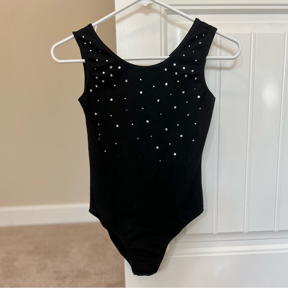 Black Sleeveless Leotard with Rhinestones (13-15Y)